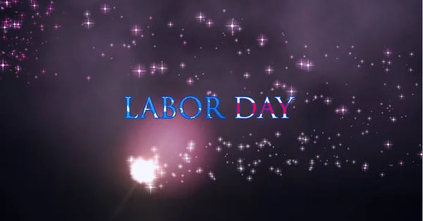 Composition Text Labor Day Stars Stripes Sparklers Stars Night Sky — Stock Photo, Image