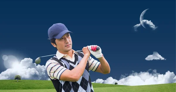 Composition Male Golf Player Club Outdoors Sport Competition Concept Digitally — Stock Photo, Image