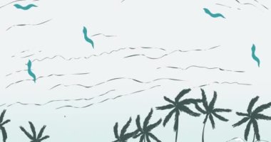 Deniz zemininde yüzen mavi vatoz balığının animasyonu. hayvan ve doğa kavramı dijital olarak üretilen video.