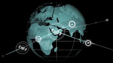 Dünya üzerindeki bağlantı ağının animasyonu. küresel dijital arayüz, teknoloji ve ağ konsepti dijital olarak oluşturulmuş video.