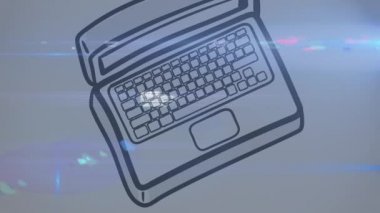 Dizüstü bilgisayarın üzerindeki veri işleme animasyonu. küresel dijital arayüz, teknoloji ve ağ konsepti dijital olarak oluşturulmuş video.