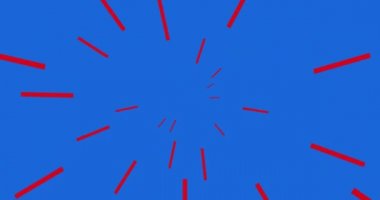 Mavi arka planda Amerikan bayrağı renkleri üzerine 4 Temmuz metninin animasyonu. Vatanseverlik, bağımsızlık ve kutlama konsepti dijital olarak oluşturulmuş video.