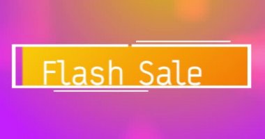 Turuncu pankartta, pembe, turuncu ve kırmızı arka planda satılan mesajların animasyonu. Perakende ticaret iletişimi konsepti, dijital olarak oluşturulmuş video.