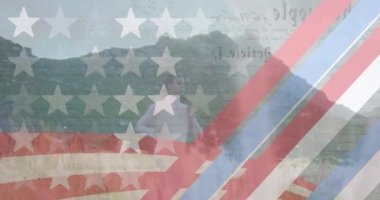 Sokakta koşan çift üzerinde hareket eden çizgi ve yıldızların canlandırması. Vatanseverlik ve kutlama konsepti dijital olarak oluşturulmuş video.