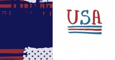 Amerikan bayrağının kırmızı, beyaz ve mavi renklerinin canlandırılması. Vatanseverlik, bağımsızlık ve kutlama konsepti dijital olarak oluşturulmuş video.