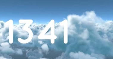 Bulutların üzerinde değişen sayıların animasyonu. küresel bağlantılar, veri işleme ve dijital arayüz konsepti dijital olarak oluşturulmuş video.