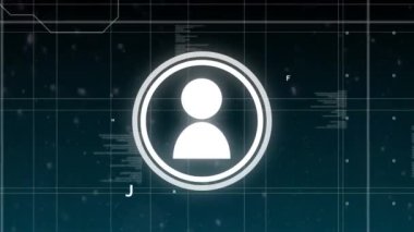 İnsanların ikon sekmesi ve veri işleme animasyonları. küresel dijital arayüz, teknoloji ve ağ konsepti dijital olarak oluşturulmuş video.