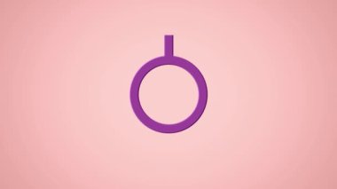 Animation of purple female gender symbol on pink background. gender identity, sexual orientation and equality concept digital animation.