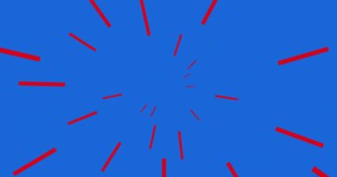 Mavi arka planda Amerikan bayrağı renkleri üzerine 4 Temmuz metninin animasyonu. Vatanseverlik, bağımsızlık ve kutlama konsepti dijital olarak oluşturulmuş video.