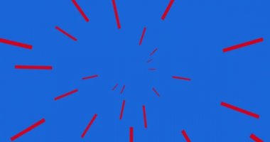 Mavi arka planda Amerikan bayrağı renkleri üzerine 4 Temmuz metninin animasyonu. Vatanseverlik, bağımsızlık ve kutlama konsepti dijital olarak oluşturulmuş video.