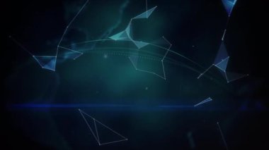 Siyah arkaplan üzerinde bağlantıları olan dünyanın animasyonu. küresel dijital arayüz, teknoloji ve ağ konsepti dijital olarak oluşturulmuş video.