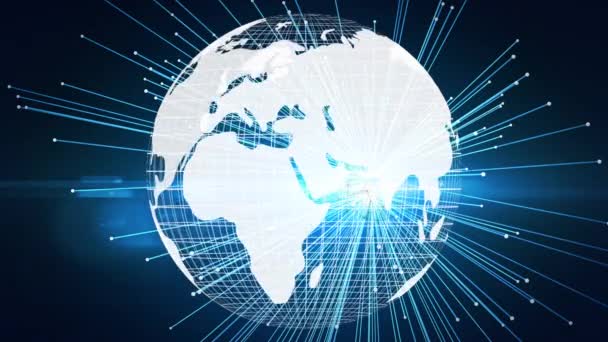 Κινούμενα Σχέδια Του Πλανήτη Μέσω Δικτύου Σύνδεσης Παγκόσμια Ψηφιακή Διεπαφή — Αρχείο Βίντεο