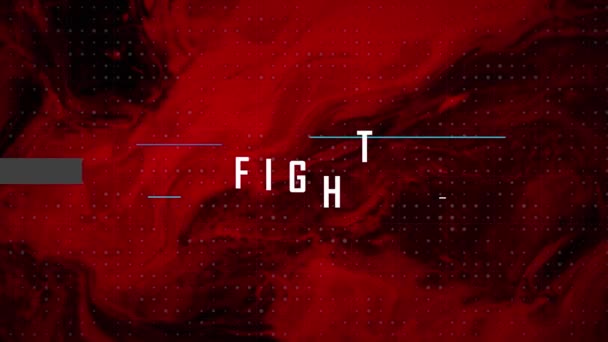 Animation White Text Fight Black Banner Red Black Swirl Background — Stock Video