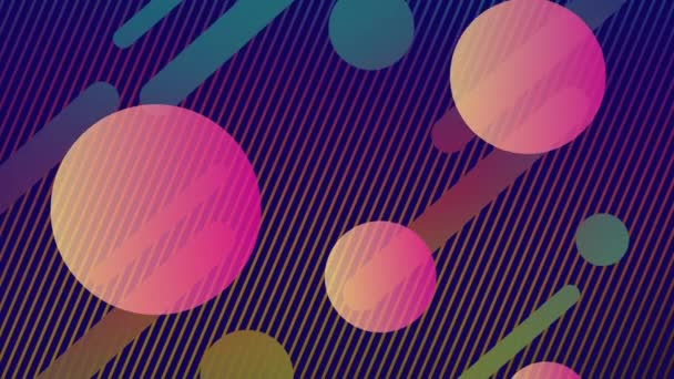 Animation Multiple Abstract Shapes Circles Moving Hypnotic Motion Striped Background — Stock Video