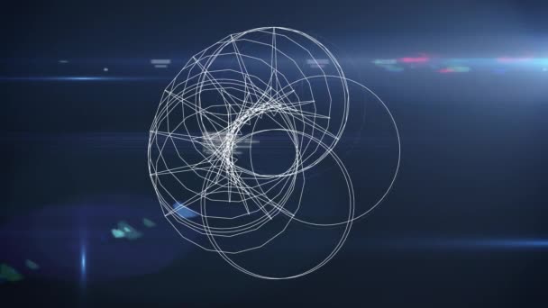 青い背景に回転スコープのアニメーション 世界的なデジタルインターフェース技術とネットワーキングの概念デジタル生成されたビデオ — ストック動画