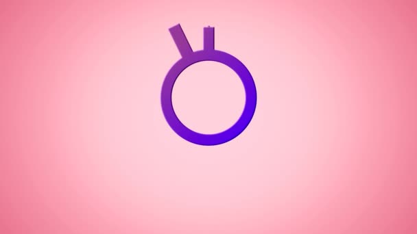 ピンクの背景に紫色のトランスジェンダーのシンボルのアニメーション 人権とジェンダー平等デジタルで生み出されたアニメーションは — ストック動画