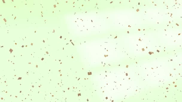 Animatie Van Goud Confetti Vallen Groene Achtergrond Viering Party Concept — Stockvideo
