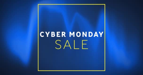 Animation Text Cyber Monday Sale Yellow Square Blue Black Moving — Stock Video