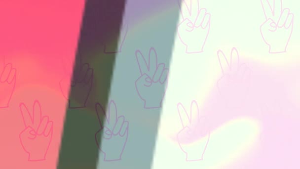 Animation Text Sale Red Explosion Peace Sign Hands Pink Green — Stock videók