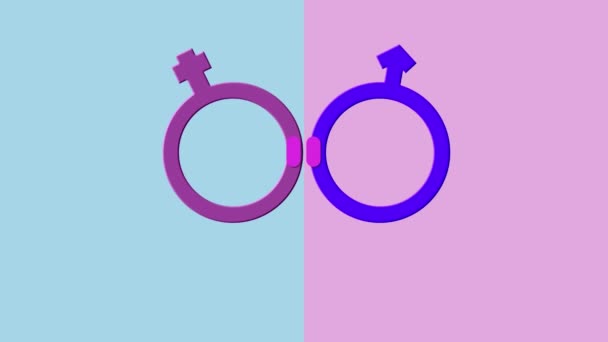 Animation Symbole Genre Féminin Masculin Rose Violet Lié Signe Égal — Video