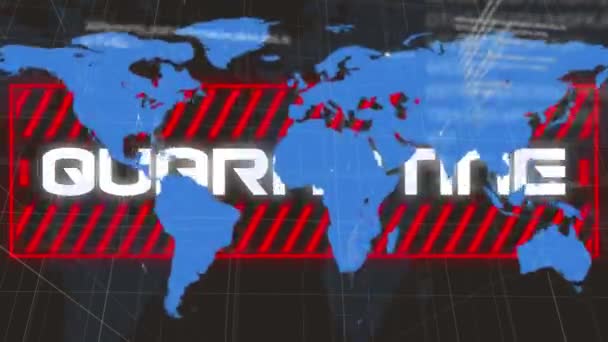 Animacja Covid Tekst Alarmowy Ramki Mapie Świata Globalna Koncepcja Pandemii — Wideo stockowe