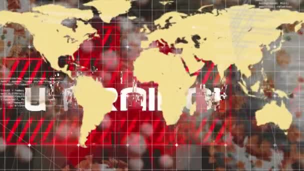 Animatie Van Covid Tekst Cellen Wereldkaart Global Covid Pandemisch Concept — Stockvideo