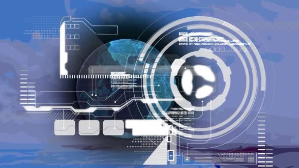 Animazione Della Scansione Dell Ambito Sul Globo Elaborazione Dei Dati — Video Stock