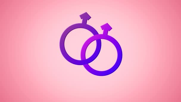 Animación Dos Símbolos Género Masculino Púrpura Vinculados Identificando Homosexuales Masculinos — Vídeo de stock