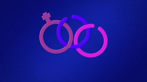 Animation Bisexuell Symbol Lila Och Rosa Kvinna Och Två Manliga — Stockvideo