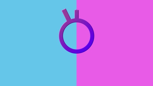 Animación Texto Transgénero Con Símbolo Púrpura Transgénero Rosa Azul Identidad — Vídeos de Stock