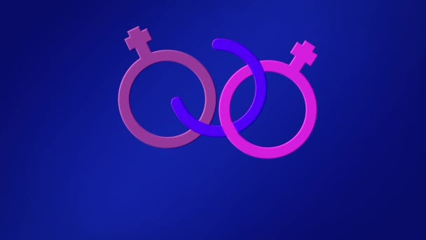 Анимирование Бисексуального Символа Связанного Пурпурным Розовым Мужским Двумя Женскими Половыми — стоковое видео