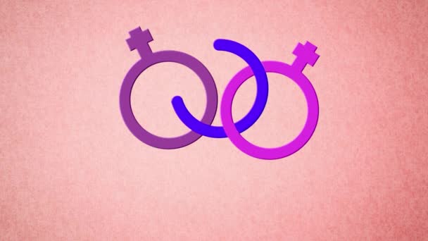 Animation Eines Bisexuellen Symbols Drei Lila Und Rosa Männliche Und — Stockvideo