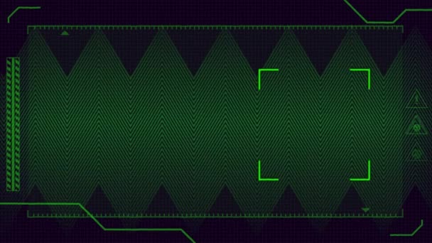 Animazione Angoli Ambito Quadrato Verde Che Allargano Interfaccia Linee Zig — Video Stock