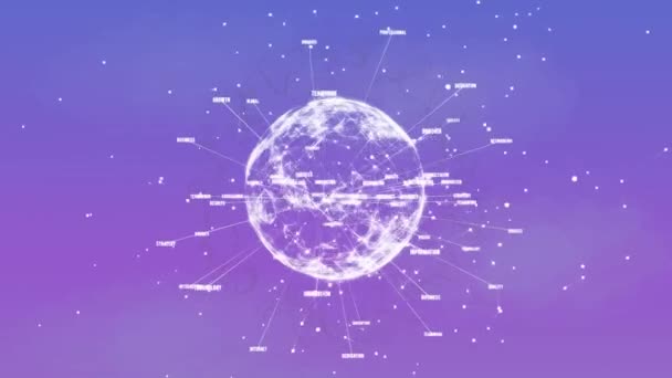 Animation Clock Moving Fast Globe Purple Background Global Digital Interface — Stock Video