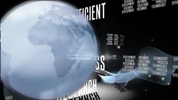 Animacja Globu Poprzez Przetwarzanie Danych Sieć Połączeń Globalny Interfejs Cyfrowy — Wideo stockowe