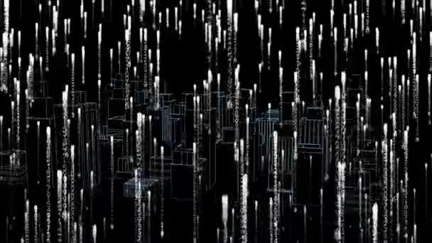 在黑色背景上绘制了3D多张城市的白光小径动画 全球数字接口 技术和网络概念 — 图库视频影像