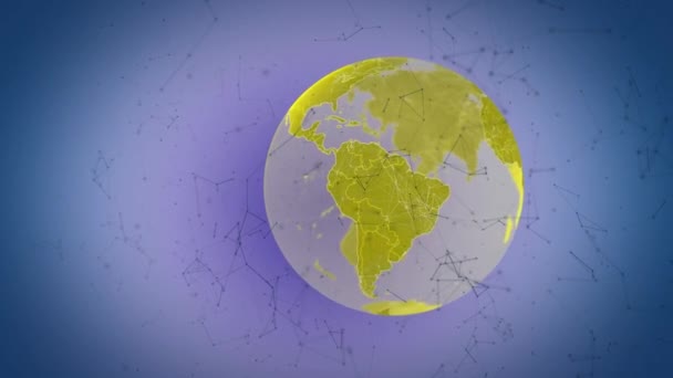 Animacja Sieci Połączeń Kuli Ziemskiej Wirujących Tle Globalny Interfejs Cyfrowy — Wideo stockowe
