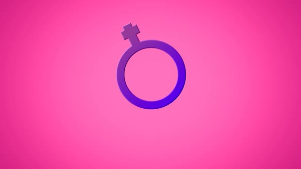 Animación Color Púrpura Símbolo Binario Sobre Fondo Rosa Identidad Género — Vídeos de Stock