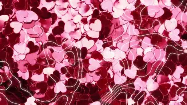 Animation Lignes Blanches Sur Des Cœurs Roses Valentin Amour Romance — Video