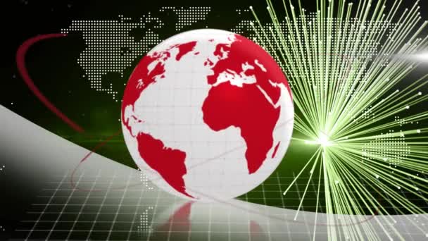 Animace Glóbu Přes Síť Připojení Globální Digitální Rozhraní Technologie Koncepce — Stock video