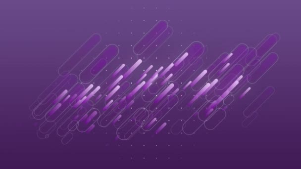 Animation Von Violetten Lichtspuren Auf Dunkelviolettem Hintergrund Mit Weißem Punktraster — Stockvideo
