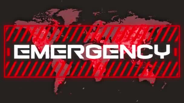 Animation Texte Urgence Covid Cadre Rouge Sur Carte Monde Global — Video