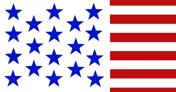 Beyaz Üzerine Mavi Yıldızların Kompozisyonu Amerikan Bayrağının Kırmızı Beyaz Çizgileri — Stok fotoğraf