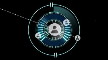 Kapsam taramasında bağlantı ağının animasyonu. küresel dijital arayüz, teknoloji ve ağ konsepti dijital olarak oluşturulmuş video.