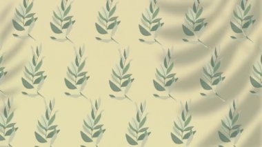 Sarı arkaplandaki çiçek desenlerinin animasyonu. Doğa ve sürdürülebilirlik kavramı dijital olarak oluşturulmuş video.