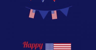 Bağımsızlık metniyle kırmızı, beyaz ve mavi Amerikan bayrağının animasyonu. Vatanseverlik, bağımsızlık ve kutlama konsepti dijital olarak oluşturulmuş video.