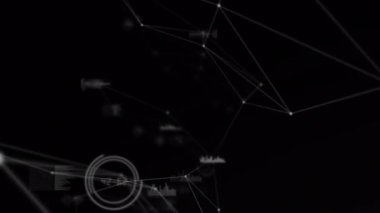 Veri işleme üzerinden bağlantı ağının animasyonu. küresel dijital arayüz, teknoloji ve ağ konsepti dijital olarak oluşturulmuş video.