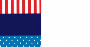 Beyaz üzerine kopya alanı olan kırmızı, beyaz ve mavi Amerikan bayrağının animasyonu. Vatanseverlik, bağımsızlık ve kutlama konsepti dijital olarak oluşturulmuş video.