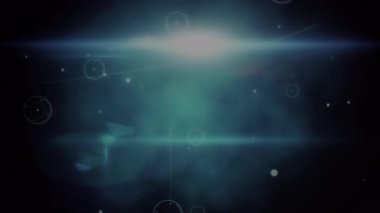 Mavi arkaplan üzerindeki bağlantı ağının animasyonu. küresel dijital arayüz, teknoloji ve ağ konsepti dijital olarak oluşturulmuş video.