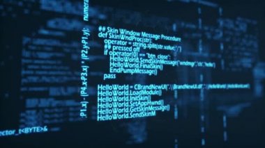 Ekranlarda dijital veri işleme animasyonu. küresel teknoloji, bağlantılar ve dijital arayüz konsepti dijital olarak oluşturulmuş video.